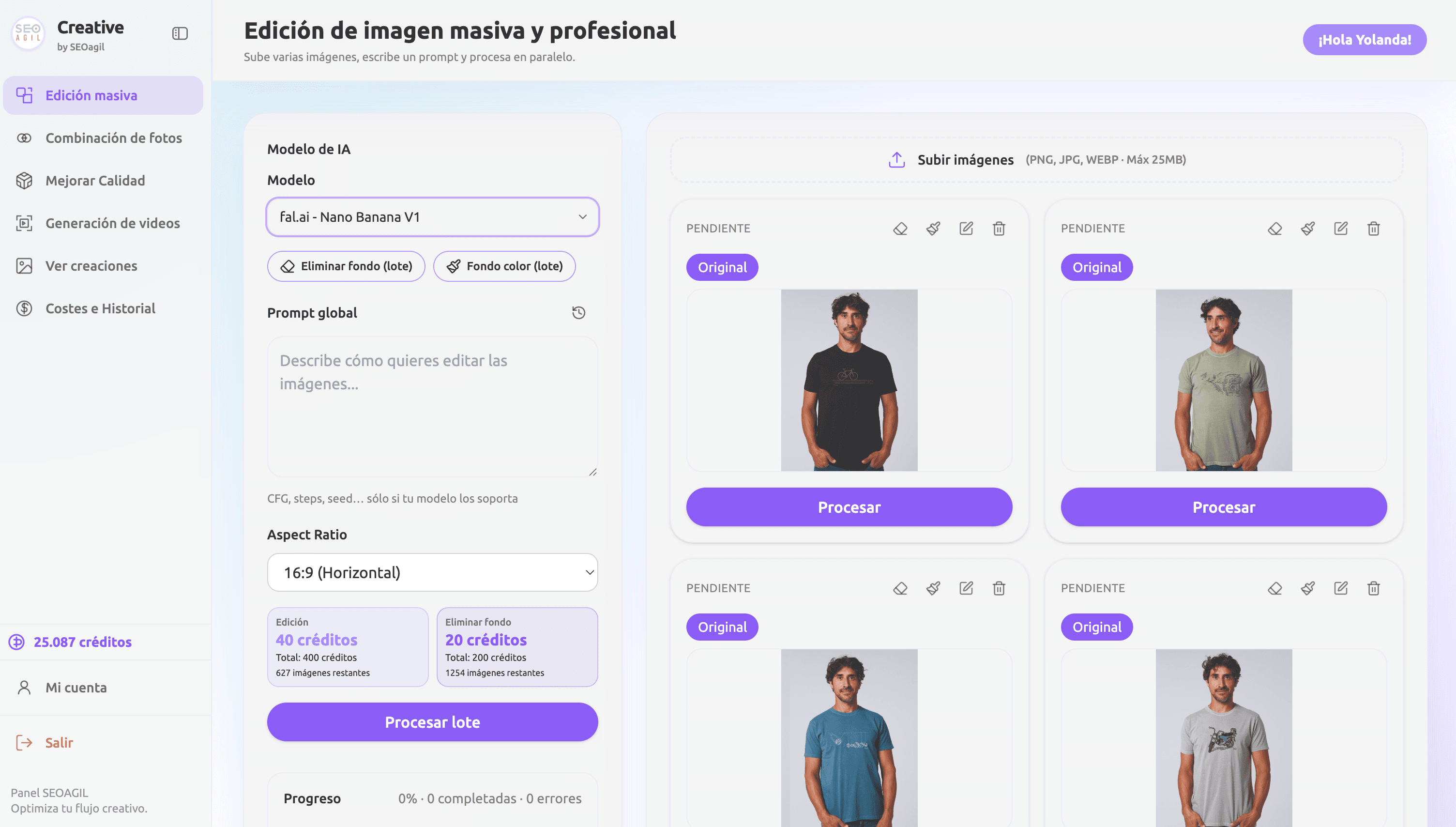 Creative App - Interfaz principal